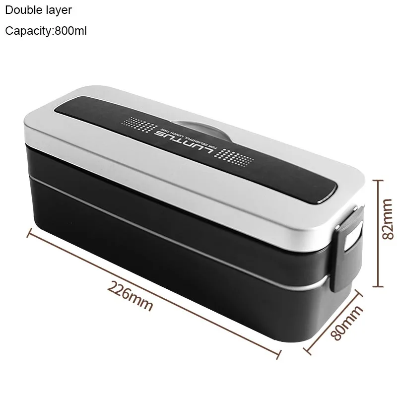 Silver double layer 800 мл Простой японский стиль Bento коробки Портативный Студенческая коробка для завтрака микроволновая печь столовая посуда контейнер для хранения продуктов Ланчбокс - Цвет: Silver double layer