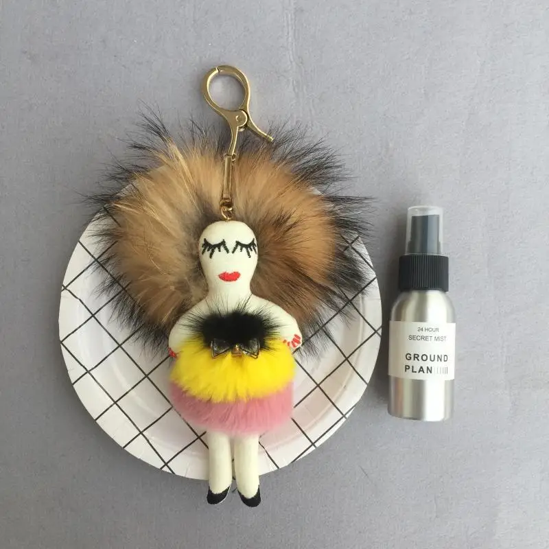 Брелок из натурального меха лисы и енота брелки для женщин сумка игрушки кукла