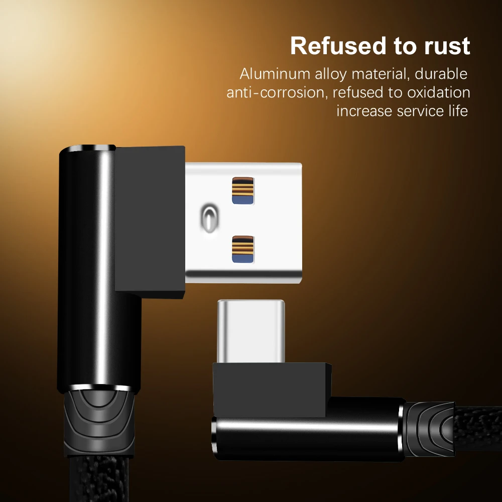 Кабель OLAF USB Type C 90 градусов для быстрой зарядки usb c кабель передачи данных