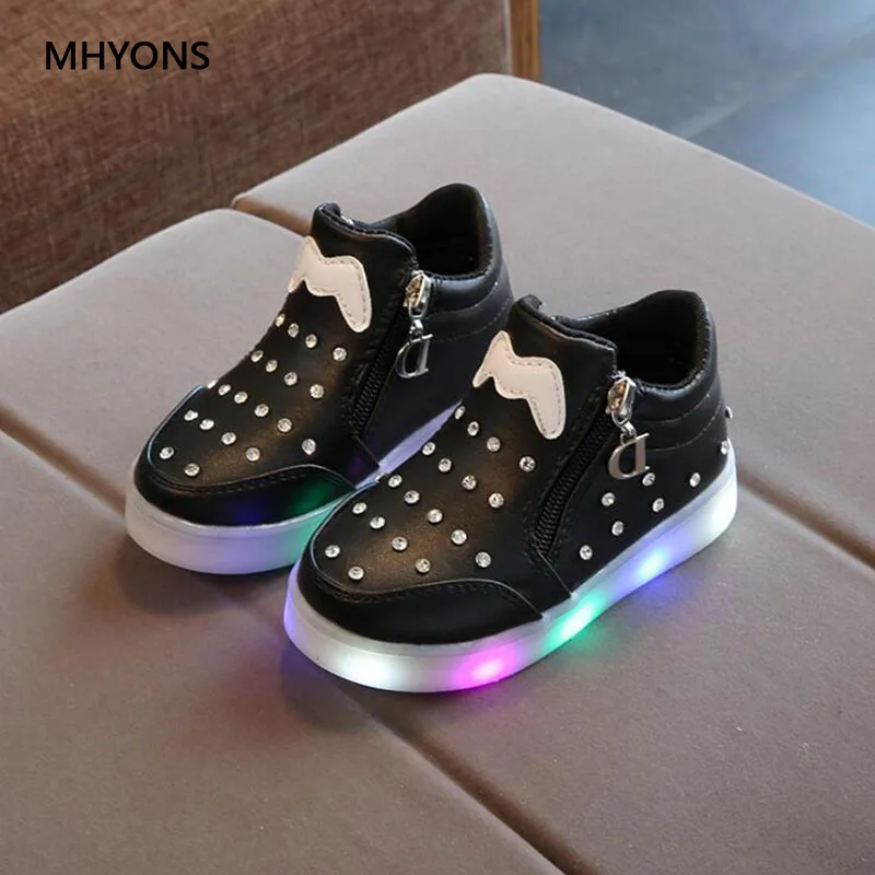 MHYONS 2018 Kids Shoes Lovely Princess Boys Girls Boots Cartoon Children Casual Fashion LED Light Baby Sneakers | Детская одежда и