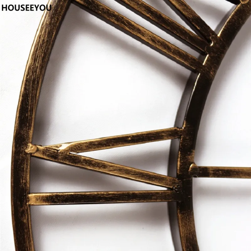 Винтажные 3D большие настенные часы кованые домашний декор простое ремесло для