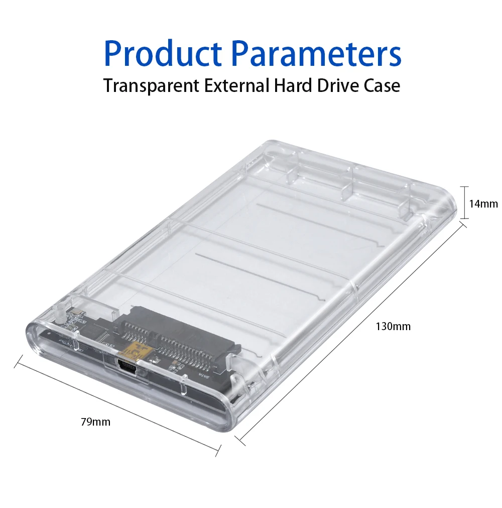 DeepFox универсальный пластиковый 2nd HDD SSD caddy 9,5 мм SATA 3,0-USB 2,0 HDD чехол для 2," жесткого диска корпус