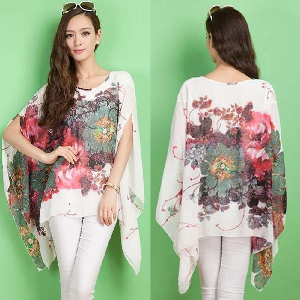 

Women Vintage Floral Summer Loose Shawl Blouse Kimono Cardigan Boho Chiffon Tops