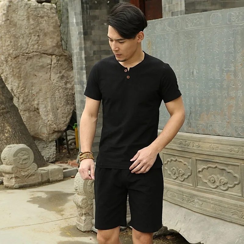 Рубашка в китайском стиле Мужская рубашка с воротником стойкой наряд кунг фу