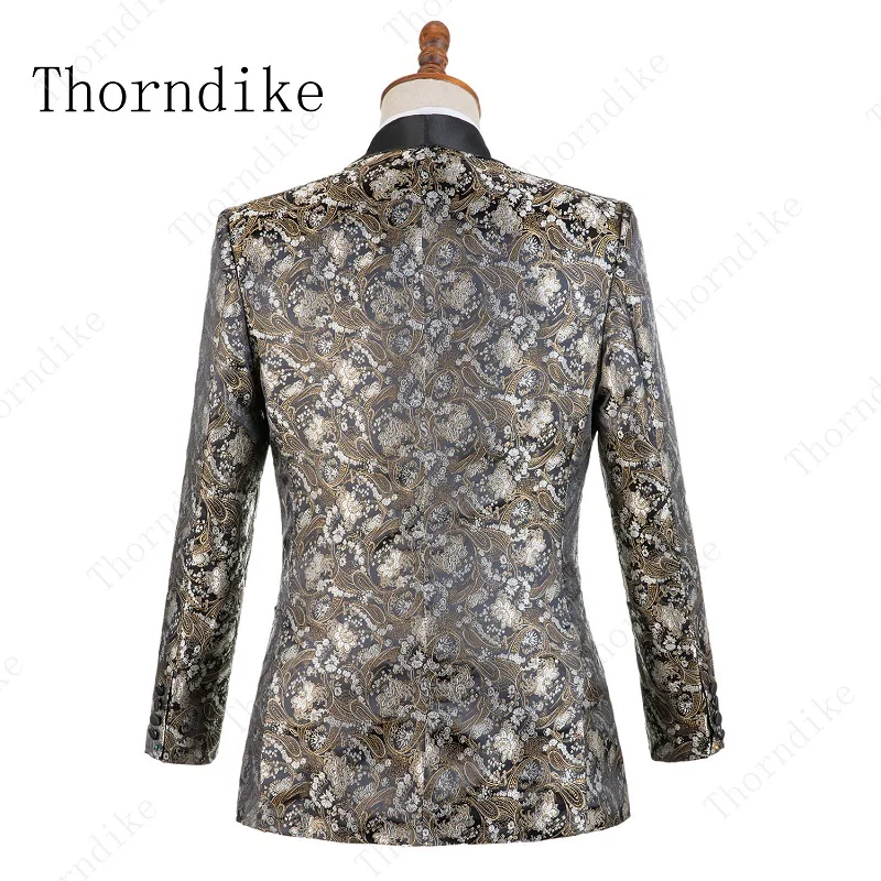 Мужские костюмы Thorndike Terno Masculino Новое поступление черный цветочный принт комплект