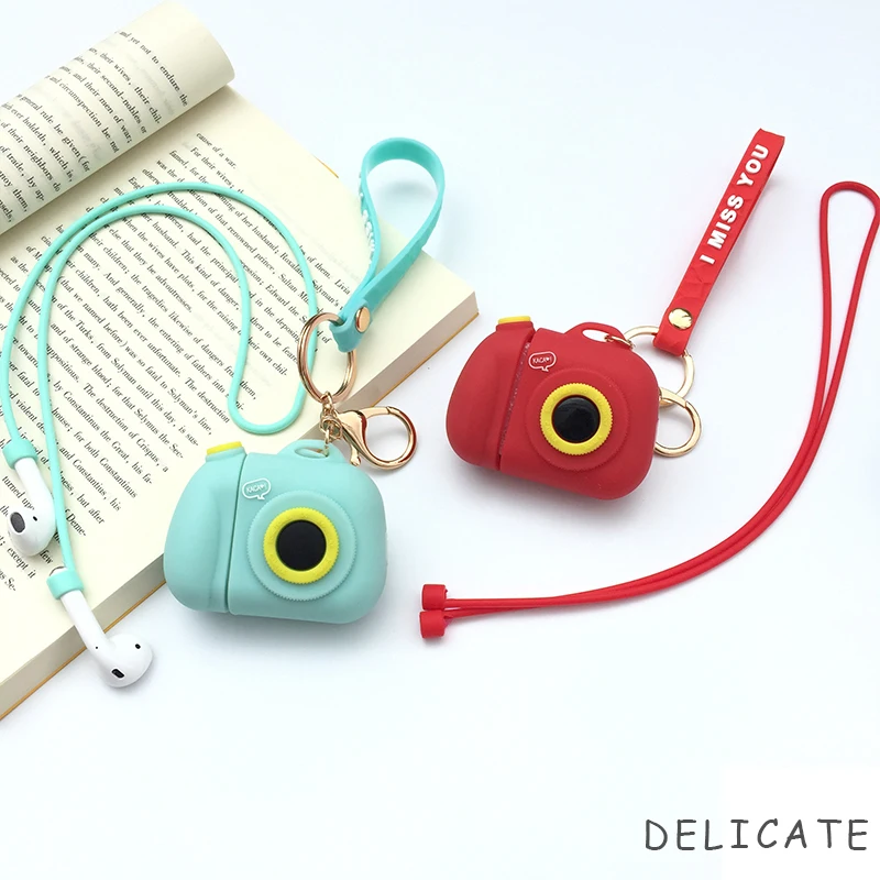 Силиконовый чехол для Apple Airpods, милый чехол, защитная крышка, Bluetooth, Беспроводная зарядка для наушников, чехол, сумки, защита от потери камеры