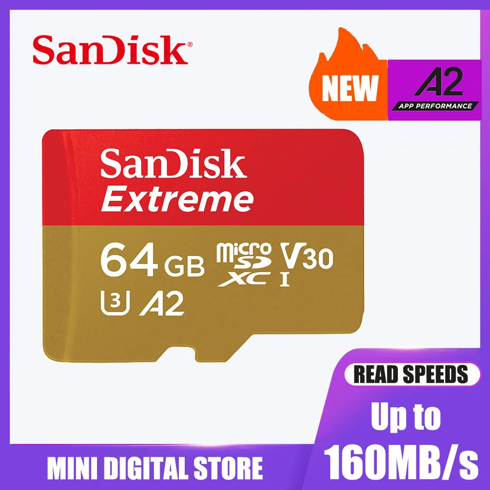 Micro sd Карта sandisk extreme plus A2 U3 V30 64 Гб 128 ГБ 256 Гб карта памяти 160 МБ/с./с класс 10 TF флэш-карта carte micro sd