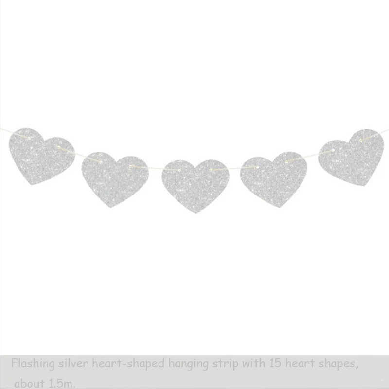 heart banner flag 1p Серебряные волны вечерние чаша-контейнер блюдо бумажное полотенце Декоративная полоса Новые одноразовые пластины бумажное блюдо высокого качества - Цвет: heart banner flag 1p