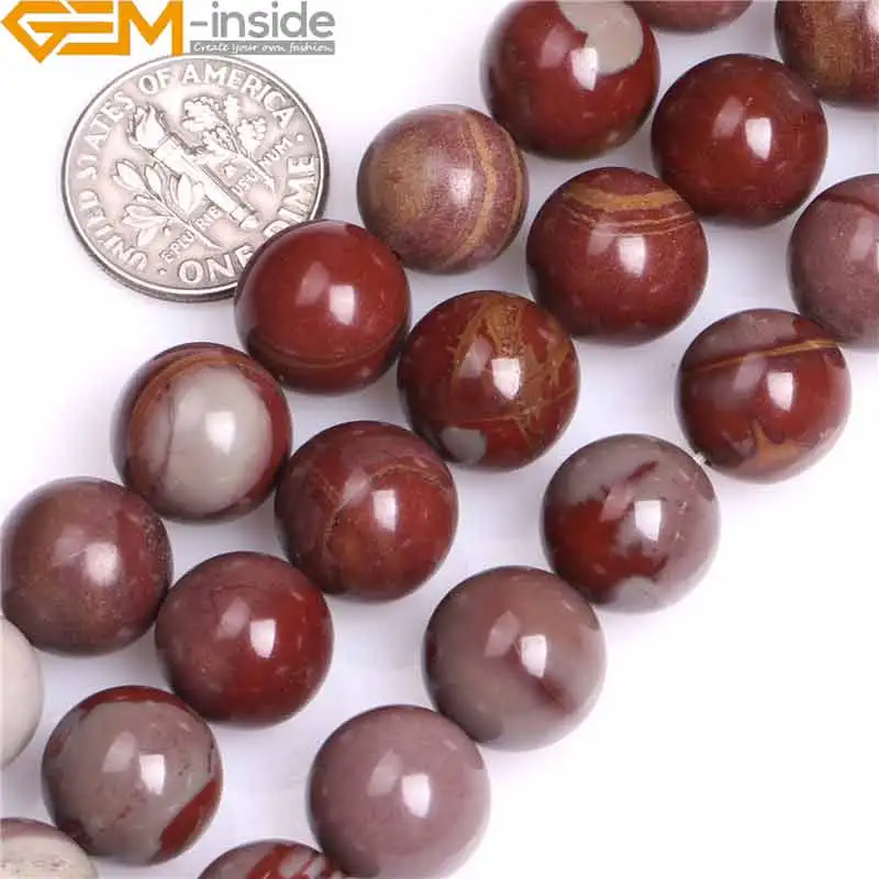 

Natural Round Dark Red Australia Noreena Jasper Stone Semi Precious Beads Selectable Size 4/6/8/12mm For Jewelry Making