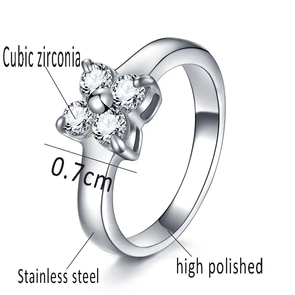 Women's Fashion Stainless steel Rings Lady White CZ Tourmaline Silver Color Romantic Love | Украшения и аксессуары