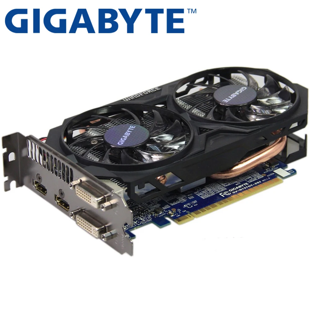 Видеокарта GIGABYTE Оригинал GTX 750 Ti 2 Гб 128 бит GDDR5 видеокарты для nVIDIA Geforce 750Ti Hdmi Dvi б/у VGA