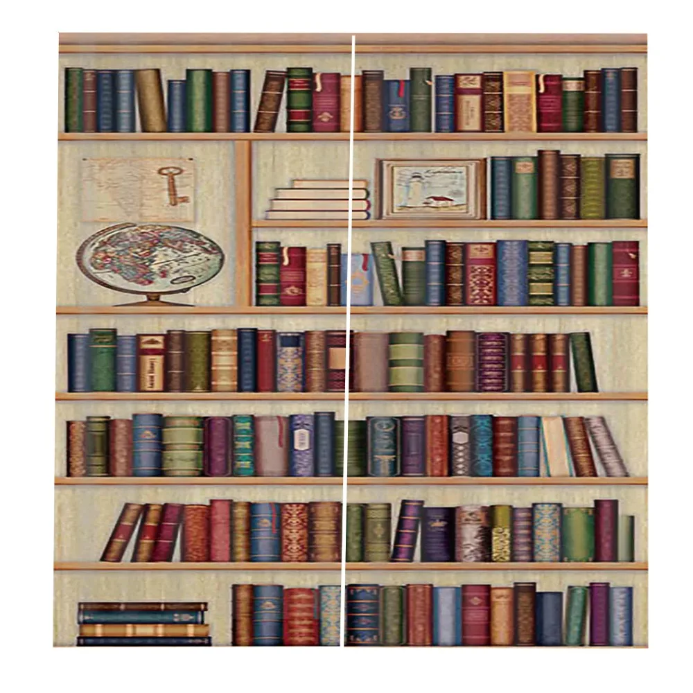 2019 пользовательские 3D шторы с изображением книжных полок для гостиной