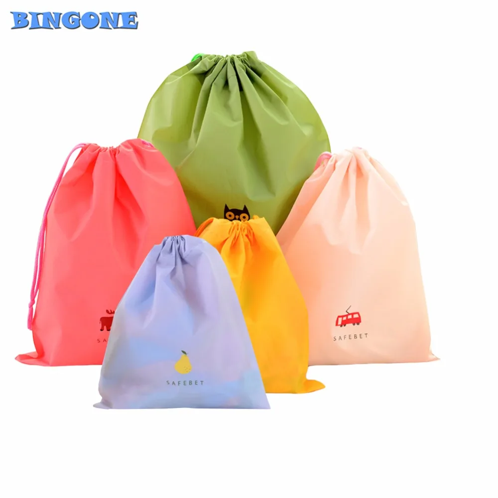 5 шт./компл. водонепроницаемые сумки для хранения с мультяшным рисунком на шнурке