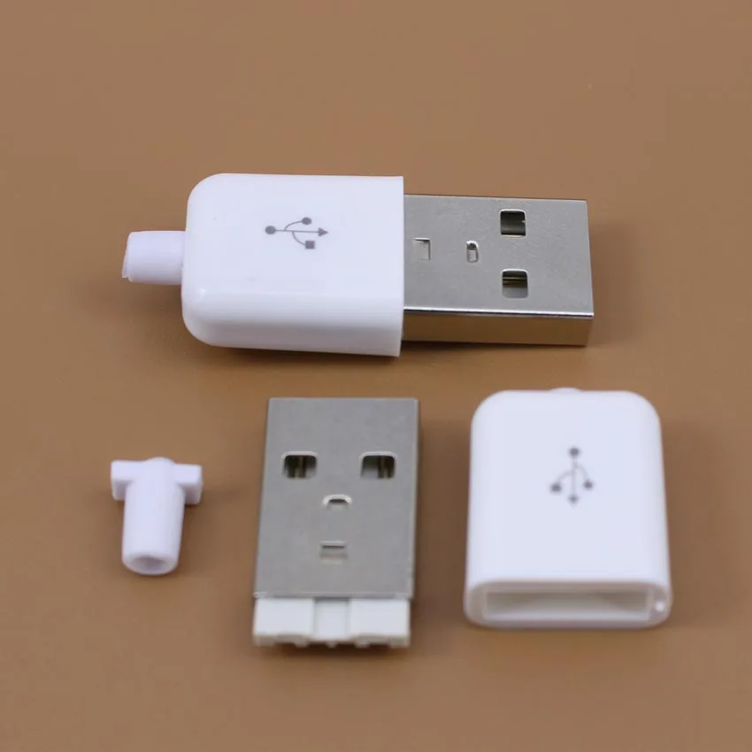 4-контактный разъем USB 2 0 типа А папа 1 шт. для пайки с белой пластиковой крышкой