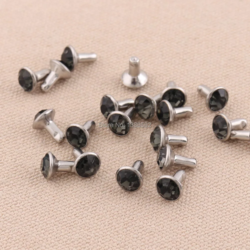 Заклепки со стразами, 50 шт./лот, быстрые черные заклепки для одежды, сумок