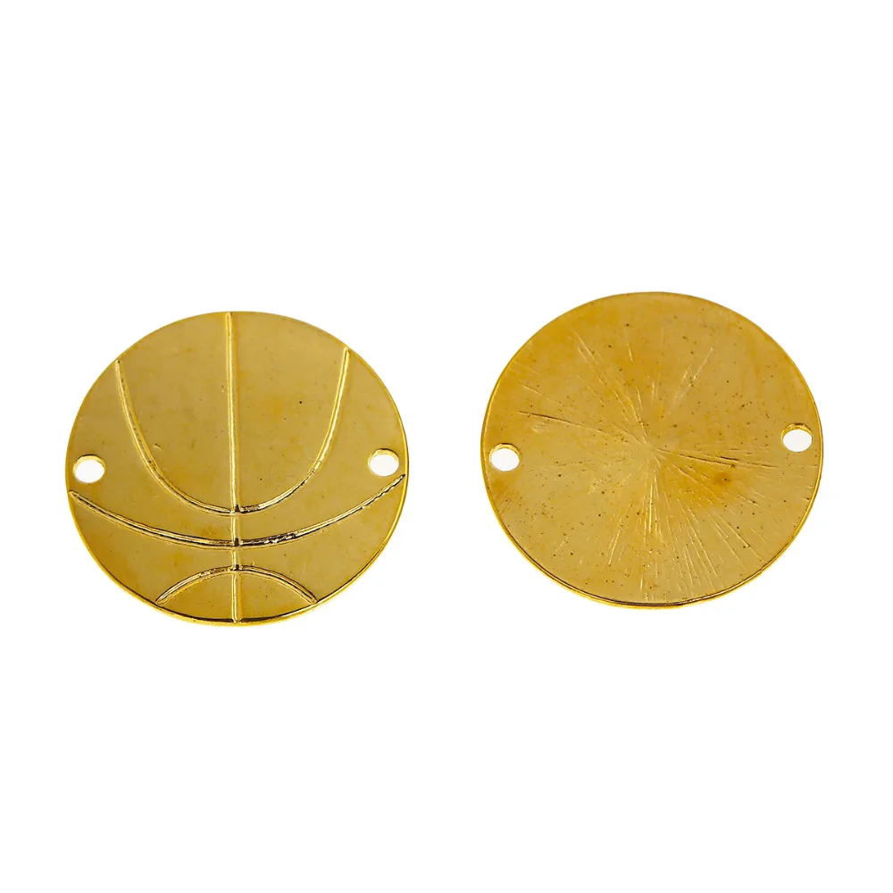 Дорин Box цинкового сплава на основе Баскетбол Круглый Кулон серебро Золотой Цвет