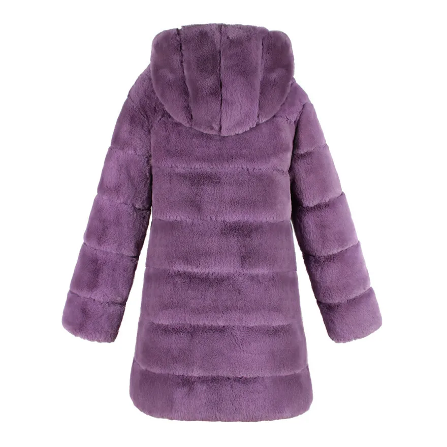 Purple Зимнее толстое теплое пальто из искусственного меха для женщин, плюс размер, с капюшоном, длинный рукав, искусственный мех, куртка, роскошное зимнее меховое пальто#1219 A#733 - Цвет: Purple