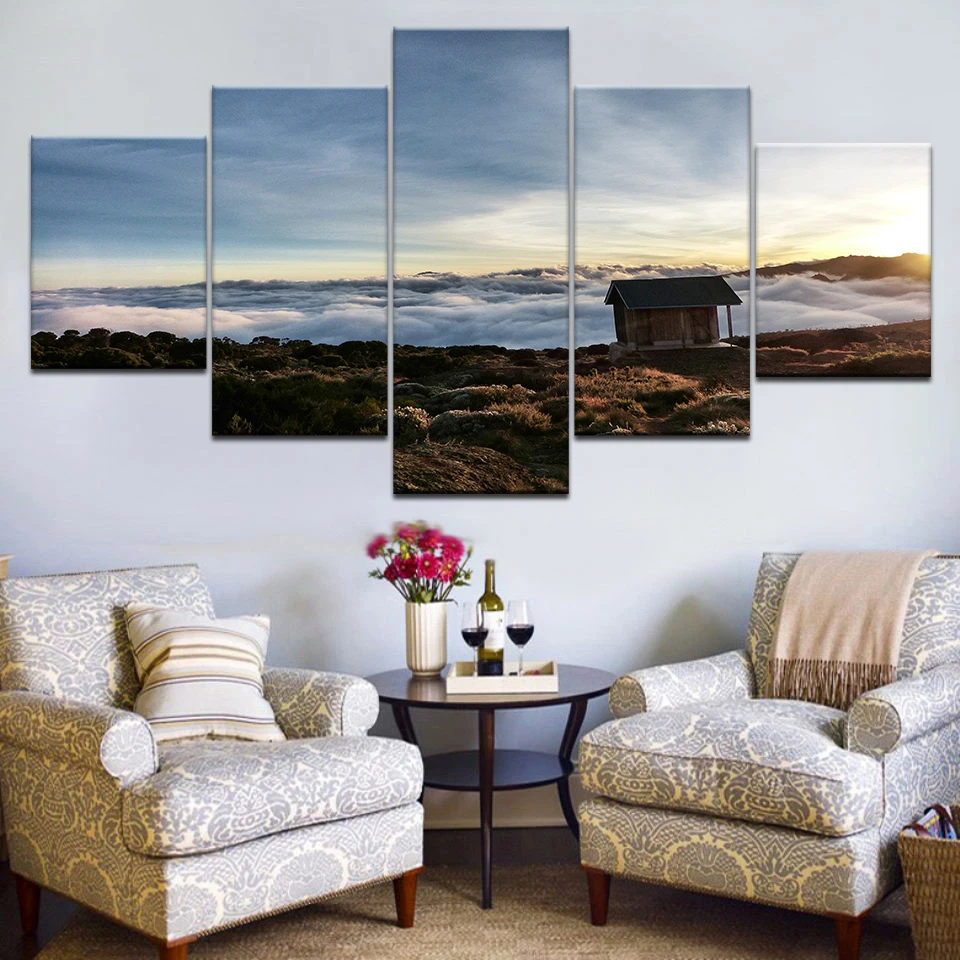 Рамок картины на холсте декоративные абстрактные 5 Панель закат шале модульные