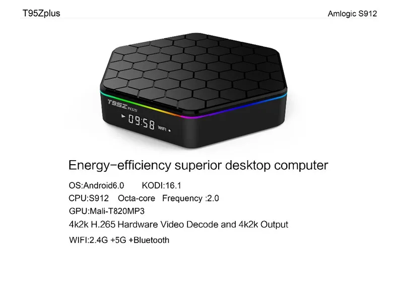 Amlogic S912 Octa Core 64 бит Mali-T820MP3 Смарт ТВ BOX Android 7,1 2,4 г/5G, Wi-Fi, BT4.0 4K семейства Декодер каналов кабельного телевидения T95 3 GB/32 GB DDR3