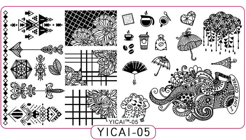 yicai05 Пластины для стемпинга ногтей yicai, spv, dieshan, штамповочные лаковые пластины для рукоделия, маникюрные шаблоны, трафареты, инструменты для полировки, 1 шт - Цвет: yicai05