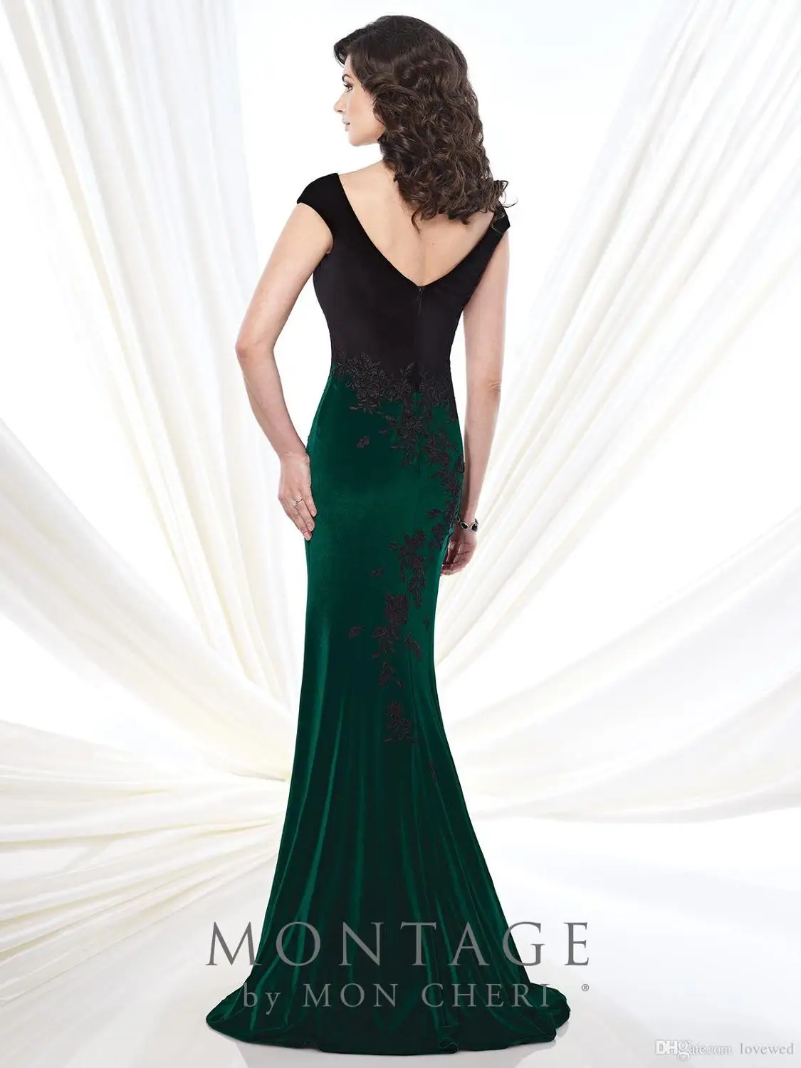 2016 Velvet Sheath Cap sleeves Mother of the Bridal Dreses V-neck with Lace appliques bodice and V-back 215923 Mother's Dresses | Свадьбы