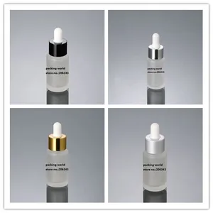 20 мл матовая стеклянная бутылка с алюминиевым воротником стеклянная капельница для маслаэссенции жидкостисывороткилосьона капельница бутылка для ухода за кожей