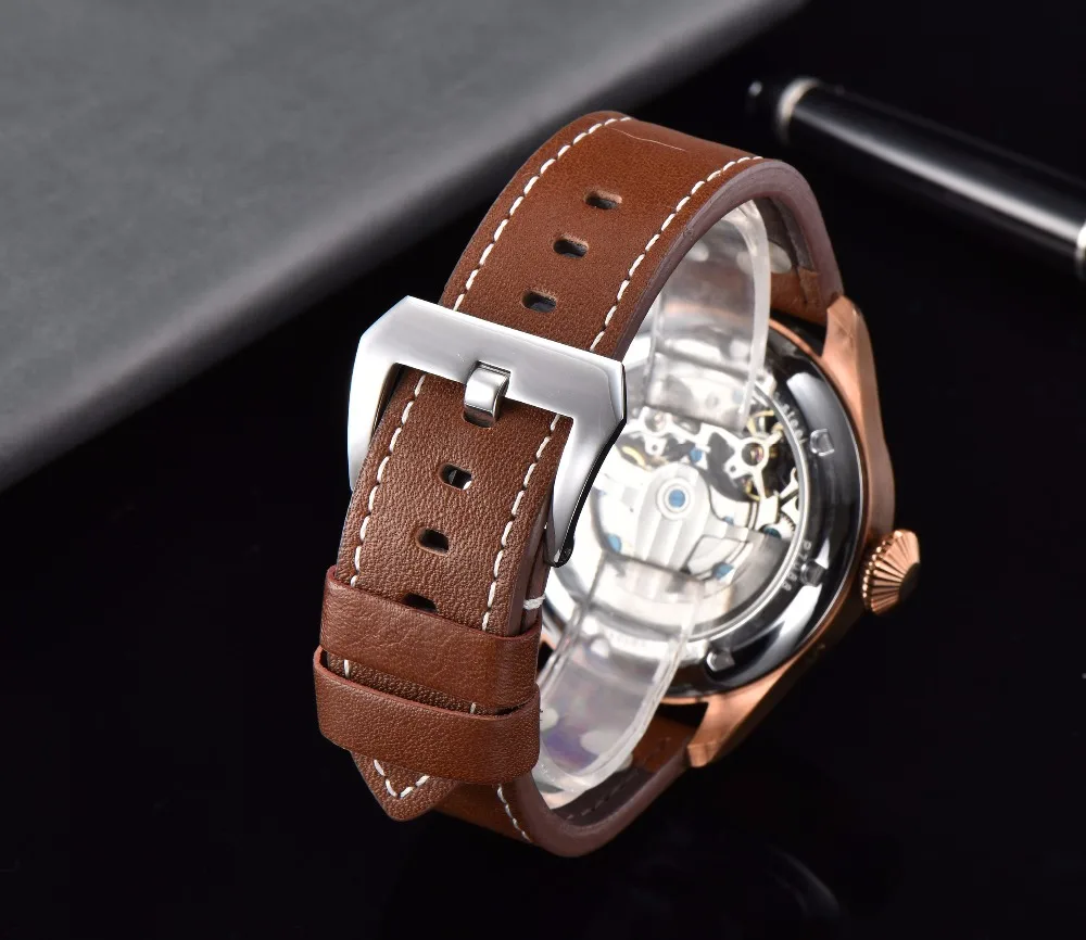 Corgeut 47 мм Чехол Мужские часы Скелет автоматические часы PVD запас хода Tourbillon Мужские механические часы мужские часы подарок