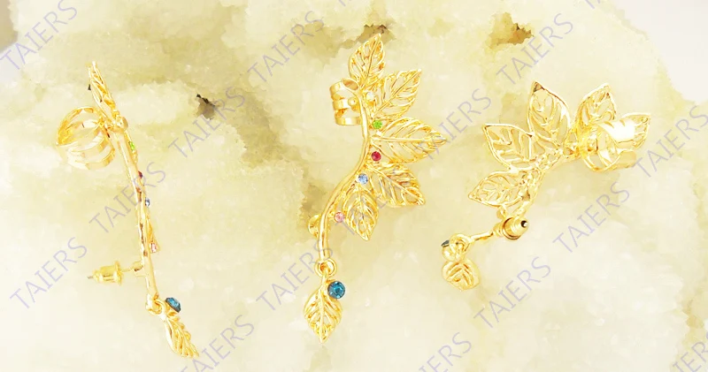 Левое ухо манжета особые Серьги Лист Пост клип модные ювелирные изделия оптовая