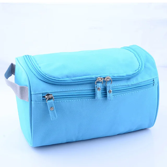 fashion Women High Capacity Oxford bag Travel water-proof Cosmetic Bag beauty makeup bags Washing Bags Makeup bathroom Organizer - Color: Sky blue