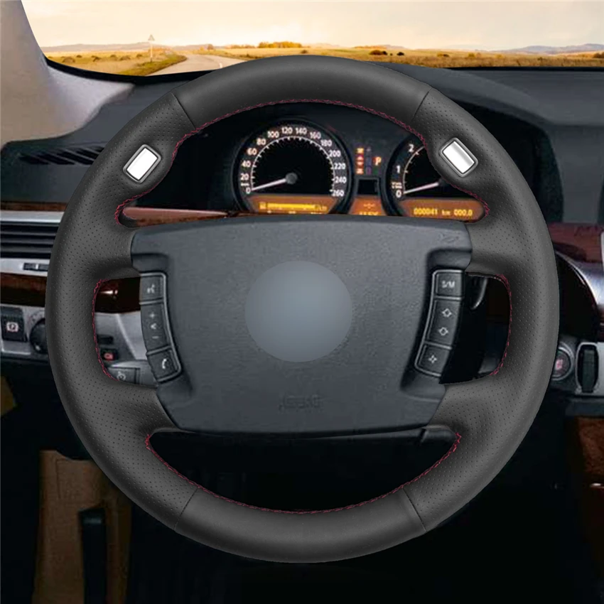 MEWANT черный чехол рулевого колеса автомобиля из натуральной кожи для BMW E65 E66 2001 2002