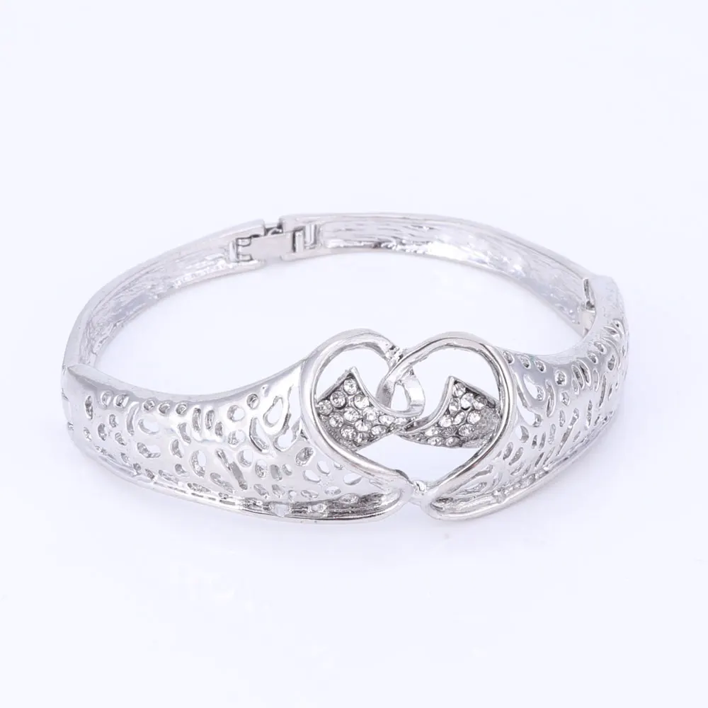 Модные Дубай хрустальные стразы в виде цветка ожерелье наборы посеребренные