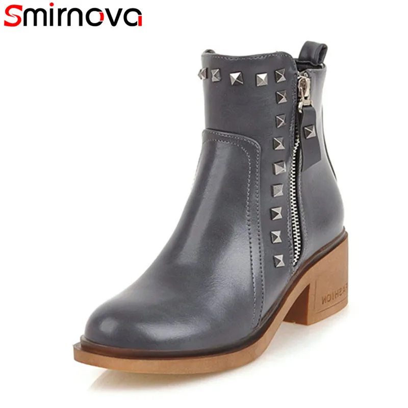 Smirnova/2018 г. Новое поступление ботильоны с заклепками женские ботинки на