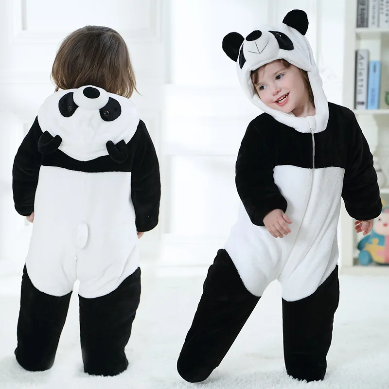panda Розовый Костюм кигуруми с рисунком динозавра для косплея, костюм с животными из мультфильма, теплая мягкая фланелевая Красивая Пижама, боди с героями мультфильмов - Цвет: panda