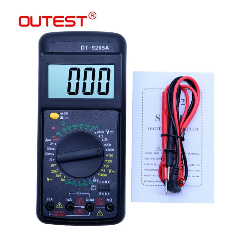 Цифровой мультиметр OUTEST DT 9205A цифровой амперметр вольтметр Частотный транзистор