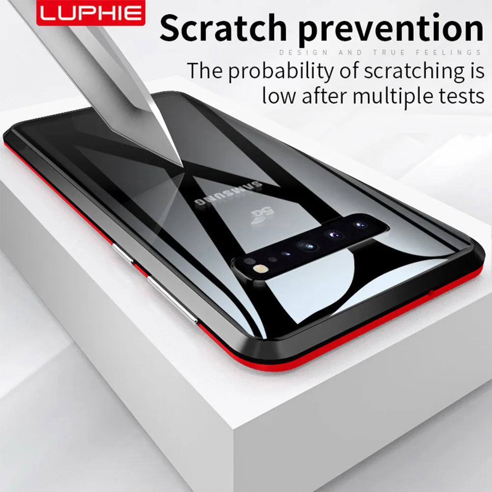 Магнитный чехол Luphie для Samsung Galaxy S10 Plus закаленное стекло 9H S10e S9 S8 Note 9 8 полностью