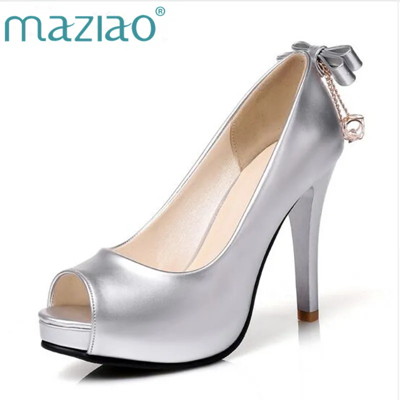 MAZIAO/Женская обувь на высоком каблуке с открытым носком платформе бантом|wedding