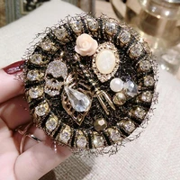vintage flower brooches with stone imitation pearl cool skull leaf pins brooch pendant for women dress scarf buckle accessories