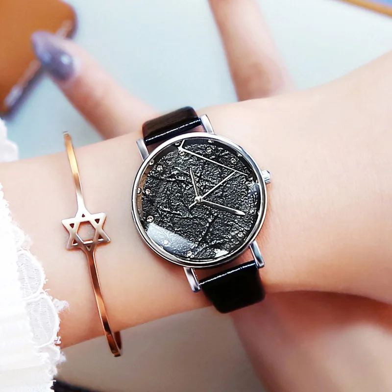 LSVTR Модные Простые Однотонная одежда Для женщин кварцевые часы Роскошные Rhinestone