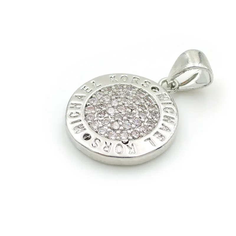 Silver 16*14*2 мм Micro Pave Clear CZ круглое очарование подходит для мужчин и женщин делая ожерелья ювелирные изделия - Окраска металла: Silver