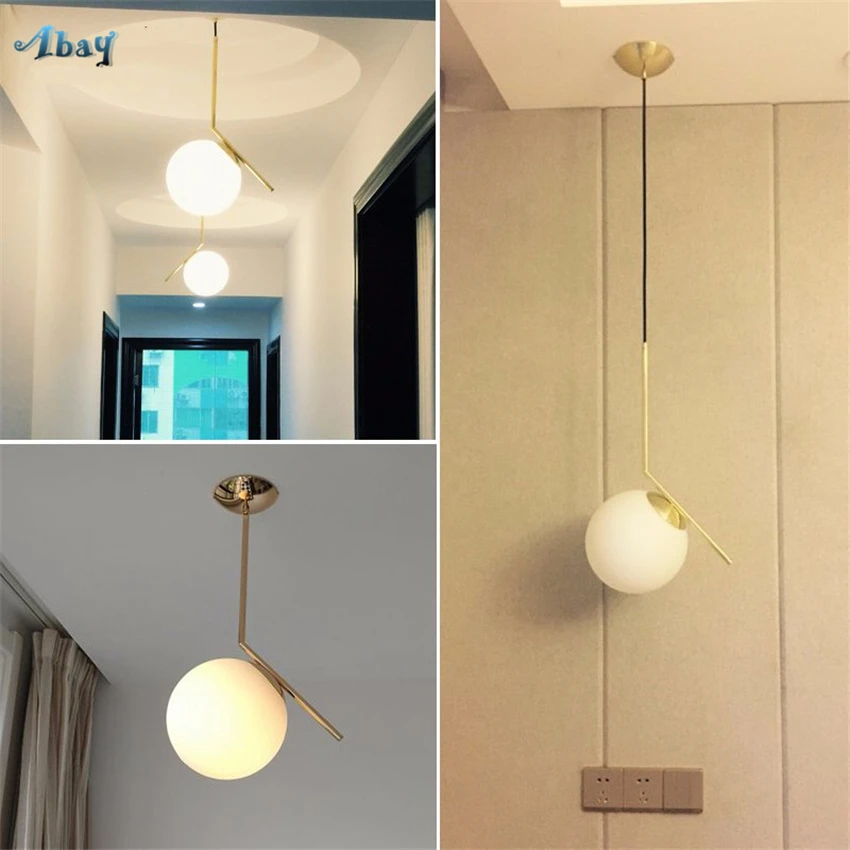 Nordic glass globe Gold Pendant Lights Modern Bedroom Living Room Bedside hanging lamp Restaurant loft decor lighting Fixtures | Лампы и