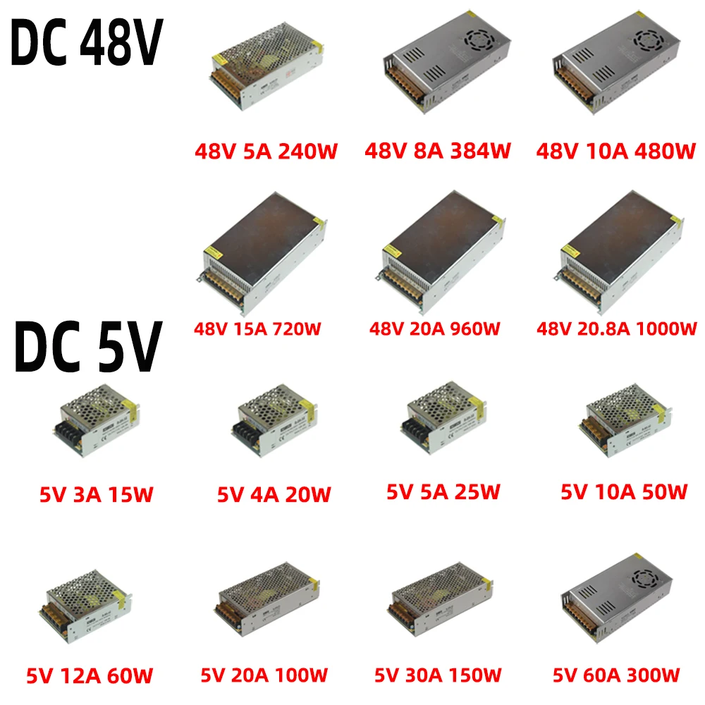 AIFENG Lighting Transformers DC 5V 12 V 24V 48V Power Supply dc12v 1A 2A 3A 4A 5A 6A 8A 10A 15A 20A 30A LED Driver Power Adapter