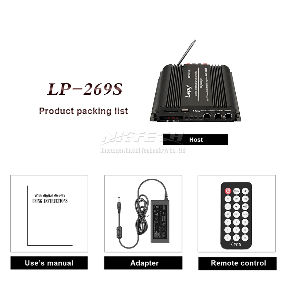 LP-269S Lepy Bluetooth автомобильный усилитель цифровой плеер HIFI стерео аудио Мощность 2CH 45 Вт домашняя мультимедийная поддержка SD USB FM MP3 DVD CD