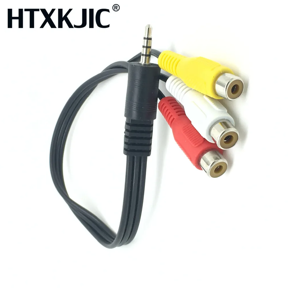 4 полюса 3 5 мм Мини AV папа к 3RCA мама M/F Аудио Видео кабель стерео до rca для ТВ
