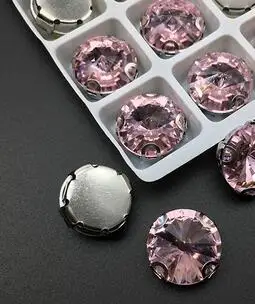 pink Больше цветов белый K D коготь настройки 8 мм~ 18 мм круглые Rivoli Форма пришить стеклянные прозрачные Стразы Бисер для одежды аксессуары отделка - Цвет: pink