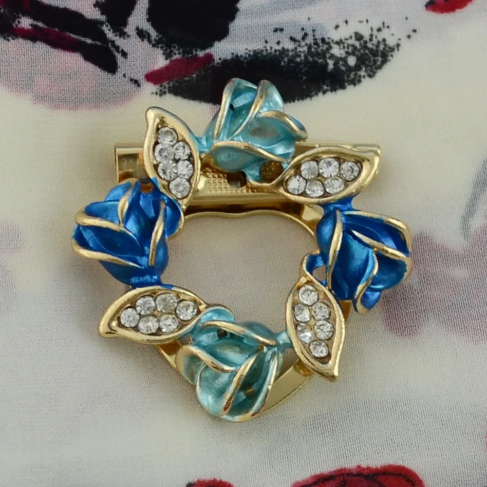 Элегантная романтичная модная эмалированная Брошь Стразы в виде цветка розы