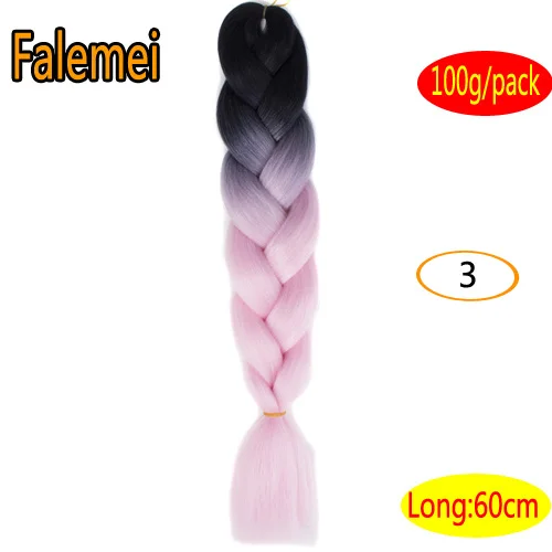 1B/30HL FALEMEI 100 г/упак. 24 дюйма, вязанные косички, волосы, Омбре, два тона, цветные, огромные косички, волосы, синтетические волосы для кукол, вязанные волосы - Цвет: 1B/30HL