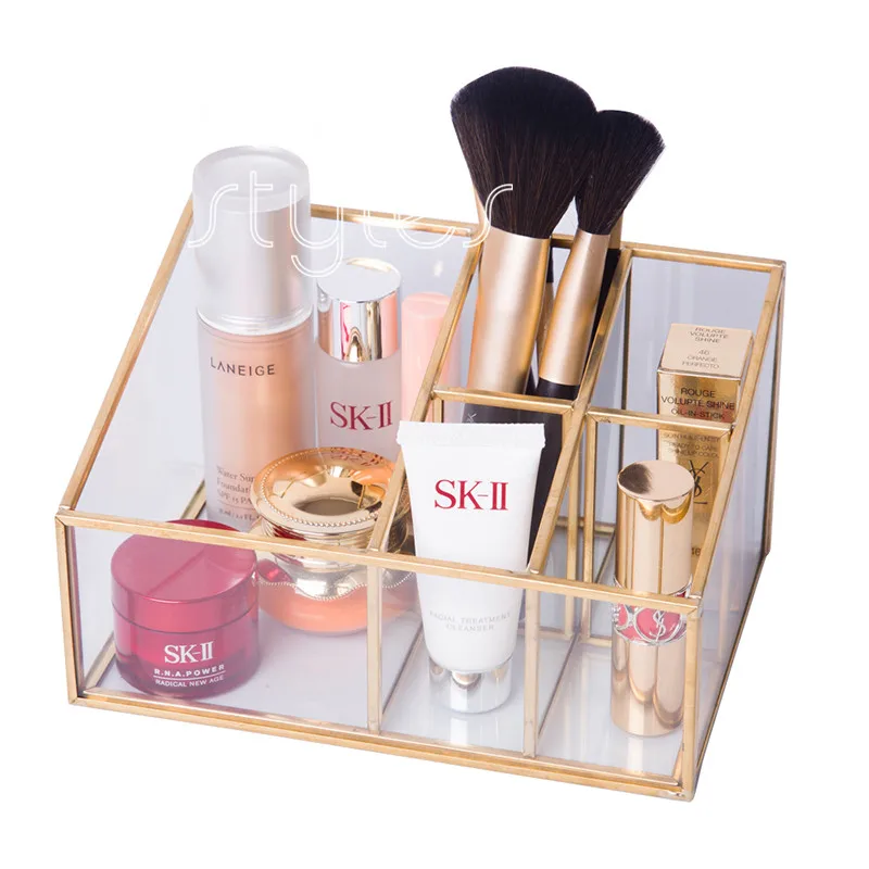 Cocostyles premium luxurious design cosmetics storage box organizer with golden edge for glamorous women home decoration | Дом и сад
