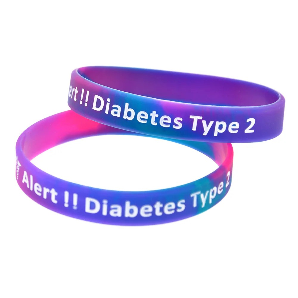 1 шт. оповещения Тип сахарный диабет 2 Wristband силикона для взрослых Размеры 4