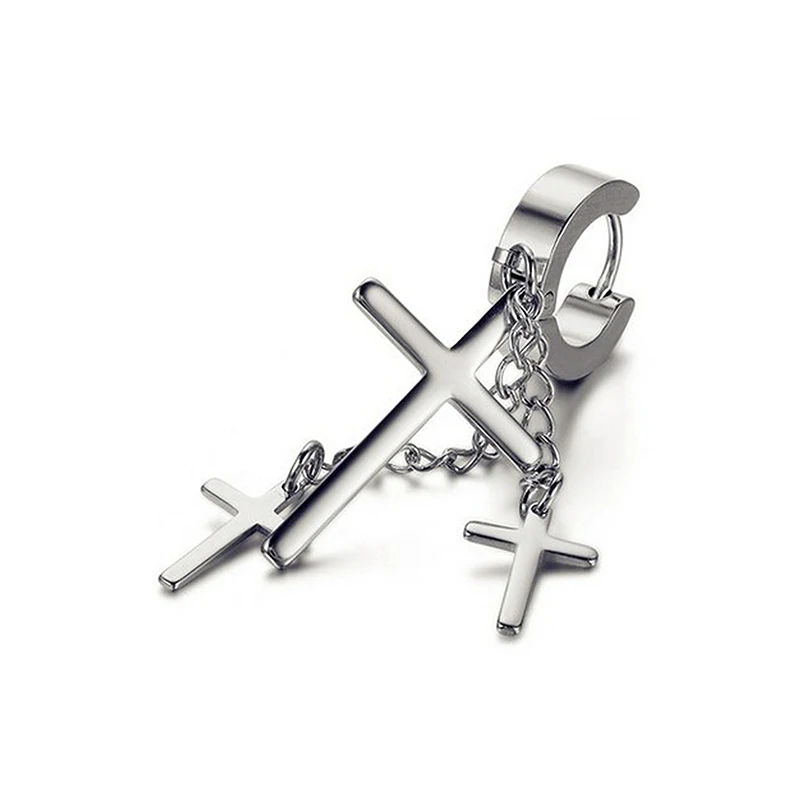 Панк черный серебристый цвет золото три креста Нержавеющая сталь английском