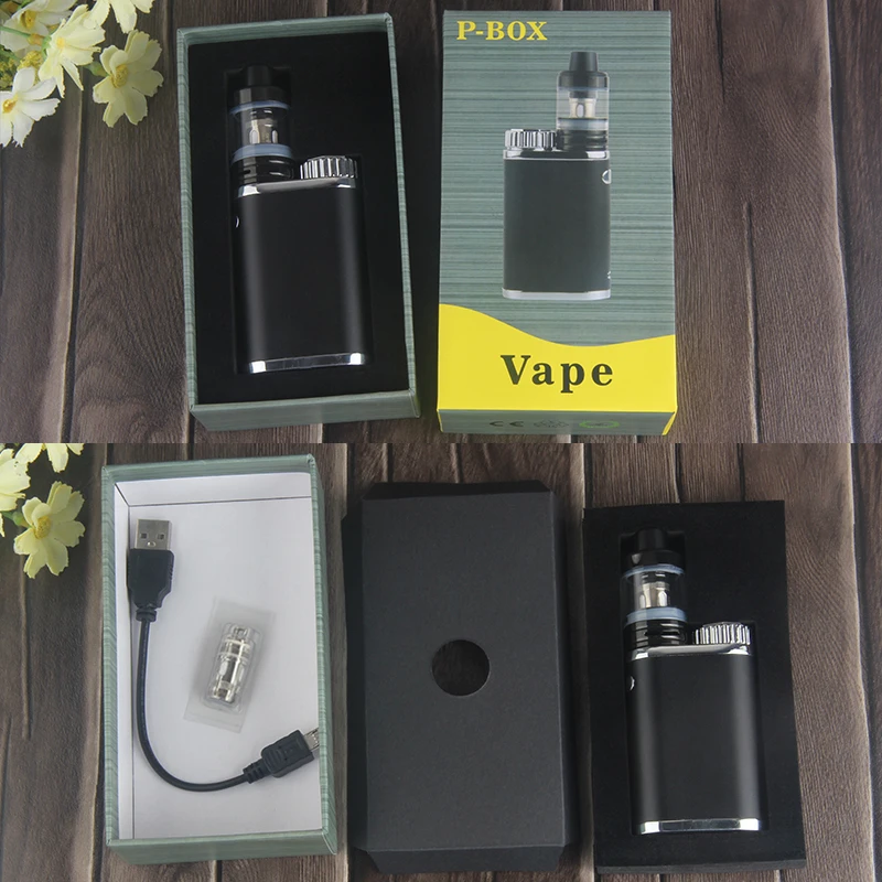 Вейп P Box Mod Стартовый Набор 50 Вт вапорайзер 2 мл стеклянный бак 3 ом электронная